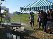 Anschauliche Beurteilung der Bodenerosion nach starkem Niederschlag in Beständen mit unterschiedlichem Bewuchs